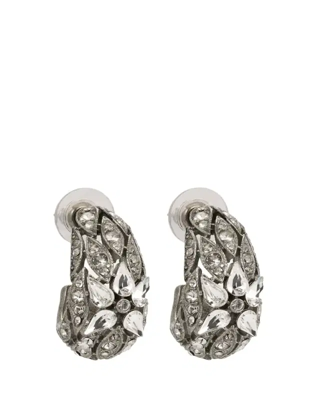 Ben-Amun Silver Crystal Hoop Earrings
