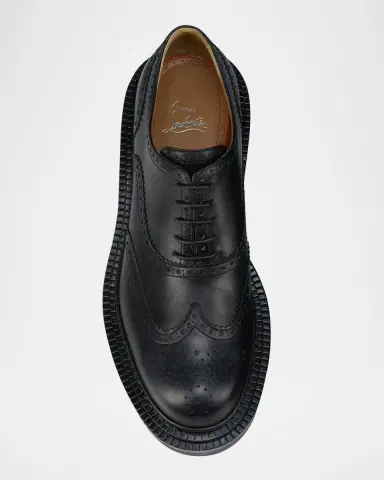 Christian Louboutin Men's College Wingtip Brogue Leather Derby Shoes | Thumbnail 4 Christian Louboutin Men's College Wingtip Brogue Leather Derby Shoes | Thumbnail 4