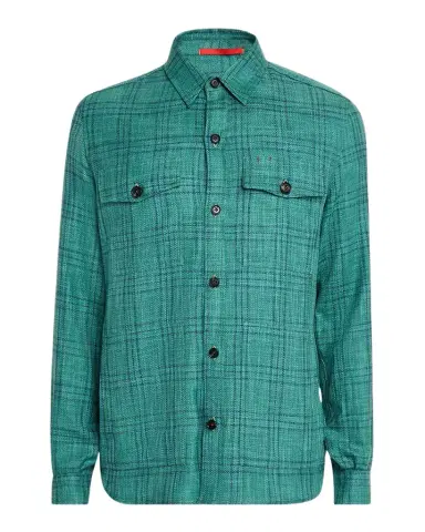 Isaia Men's Wool, Cotton, and Linen Check Overshirt | Thumbnail 1 Isaia Men's Wool, Cotton, and Linen Check Overshirt | Thumbnail 1