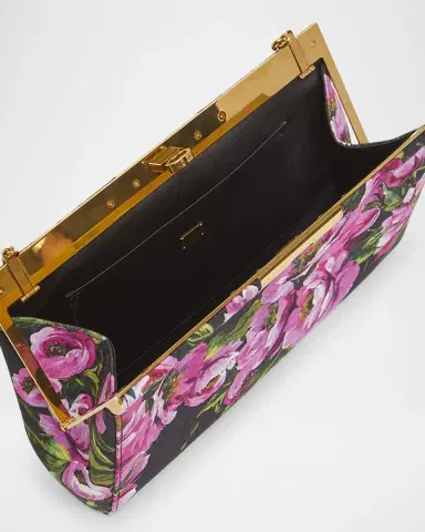 Dolce & Gabbana Marlene Medium Flower-Print Clutch Bag | Thumbnail 3