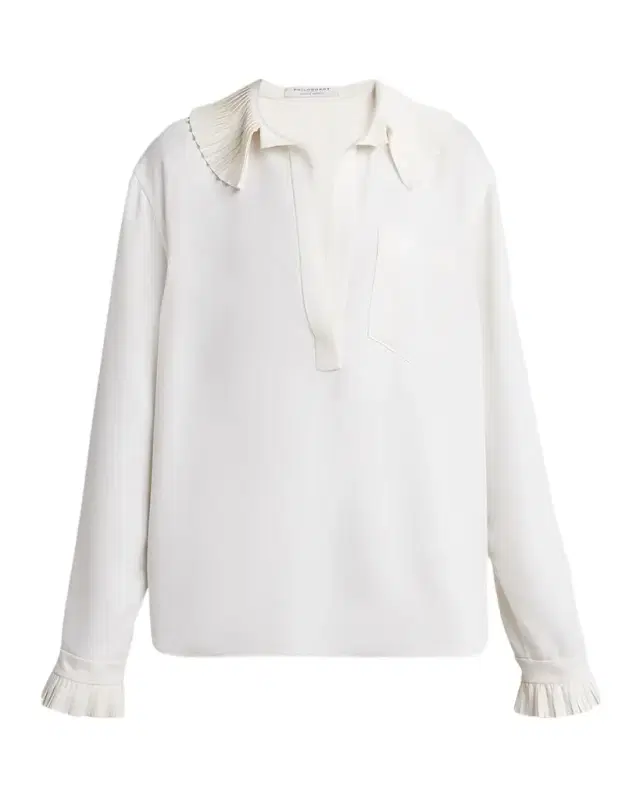 Philosophy di Lorenzo Serafini Pleated Ruffle Collared Blouse