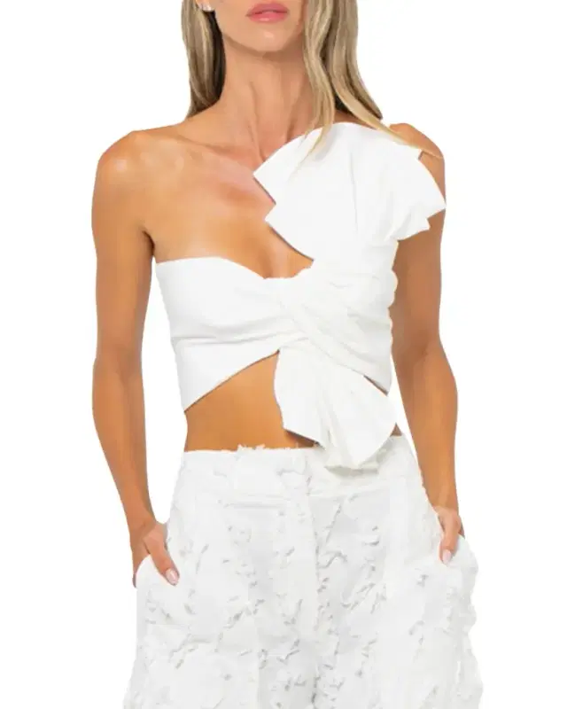 Oyster Twist-Front Crop Top