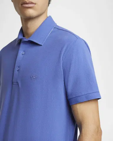 Etro Men 's Tipped Pique Polo Shirt | Thumbnail 4