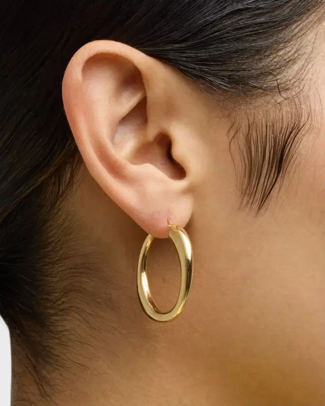 Golden Dreams 18K Yellow Gold Crescent Hoop Earrings