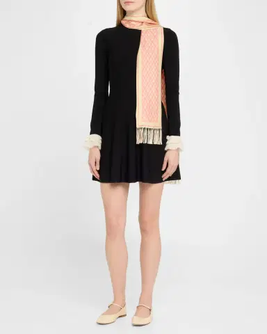 Valentino Garavani Monogram Fringe-Trim Scarf | Thumbnail 2