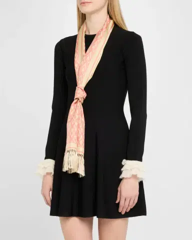 Valentino Garavani Monogram Fringe-Trim Scarf | Thumbnail 3