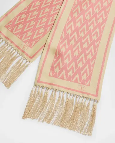 Valentino Garavani Monogram Fringe-Trim Scarf | Thumbnail 4