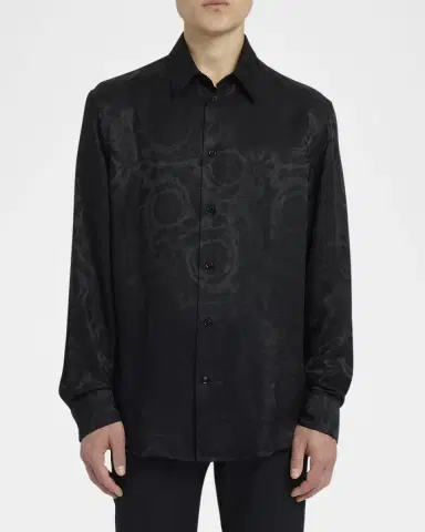 Versace Men's Barocco Jacquard Dress Shirt | Thumbnail 2
