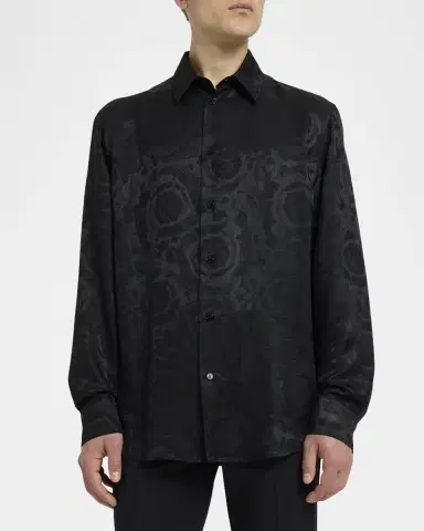 Versace Men's Barocco Jacquard Dress Shirt | Thumbnail 4