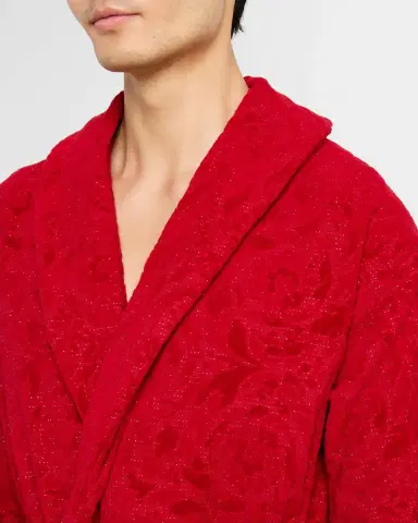 Versace Men's Cotton Barocco Bathrobe | Thumbnail 4