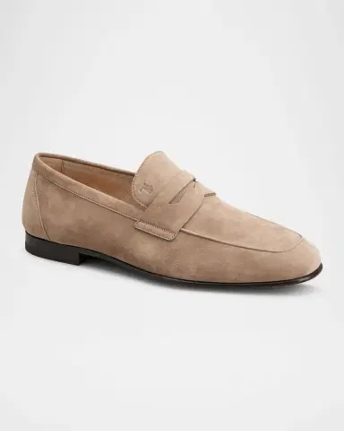 Tod's Men 's Mocassino Suede Penny Loafers | Thumbnail 2 Tod's Men 's Mocassino Suede Penny Loafers | Thumbnail 2