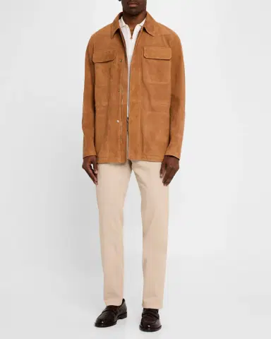 Stefano Ricci Men's Suede Full-Zip Field Jacket | Thumbnail 2 Stefano Ricci Men's Suede Full-Zip Field Jacket | Thumbnail 2