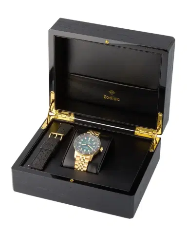 ZODIAC Limited Edition Compression Diver Automatic 18K Gold-Plated Bracelet Watch Gift Set, 40mm | Thumbnail 1 ZODIAC Limited Edition Compression Diver Automatic 18K Gold-Plated Bracelet Watch Gift Set, 40mm | Thumbnail 1