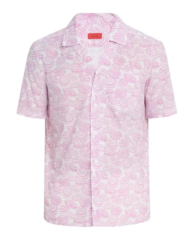 Men 's Cotton Umbrella-Print Camp Shirt