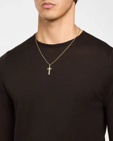 Sydney Evan Men's 14K Gold Diamond Baguette Cross Pendant | Thumbnail 2 Sydney Evan Men's 14K Gold Diamond Baguette Cross Pendant | Thumbnail 2