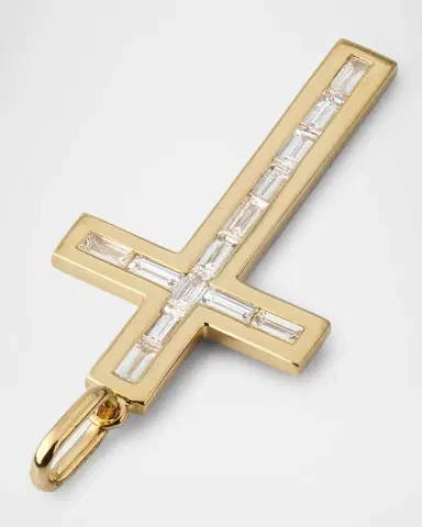 Sydney Evan Men's 14K Gold Diamond Baguette Cross Pendant | Thumbnail 4 Sydney Evan Men's 14K Gold Diamond Baguette Cross Pendant | Thumbnail 4