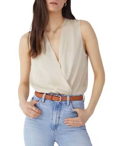 Favorite Daughter The Sleeveless Date Satin Bodysuit | Thumbnail 1 Favorite Daughter The Sleeveless Date Satin Bodysuit | Thumbnail 1