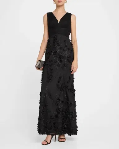 Aidan Mattox Embroidered Floral Applique Gown | Thumbnail 5 Aidan Mattox Embroidered Floral Applique Gown | Thumbnail 5