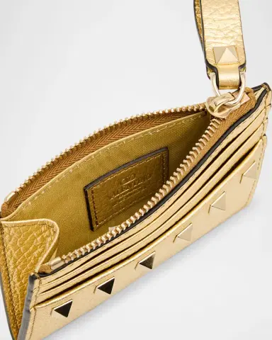 Valentino Garavani Rockstud Metallic Leather Card Case | Thumbnail 4