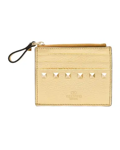 Valentino Garavani Rockstud Metallic Leather Card Case | Thumbnail 1