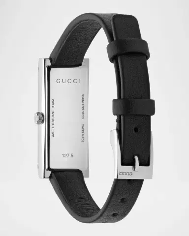 Gucci 14x34mm G-Frame Small Rectangular Watch with Leather Strap | Thumbnail 3
