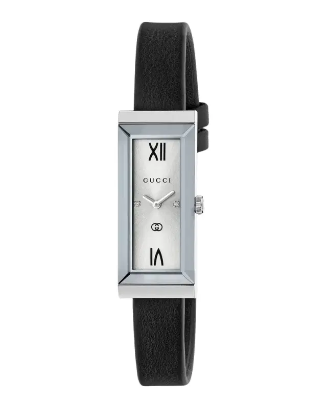 Gucci 14x34mm G-Frame Small Rectangular Watch with Leather Strap