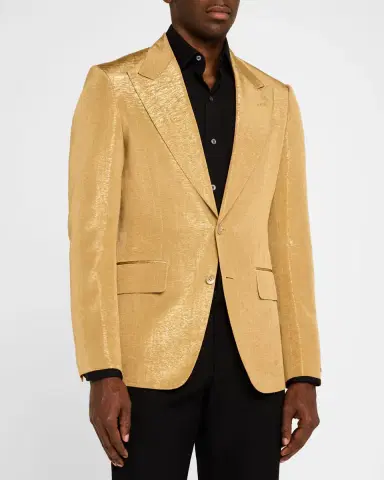 Tom Ford Men's Shelton Metallic Slub Moire Cocktail Jacket | Thumbnail 3 Tom Ford Men's Shelton Metallic Slub Moire Cocktail Jacket | Thumbnail 3