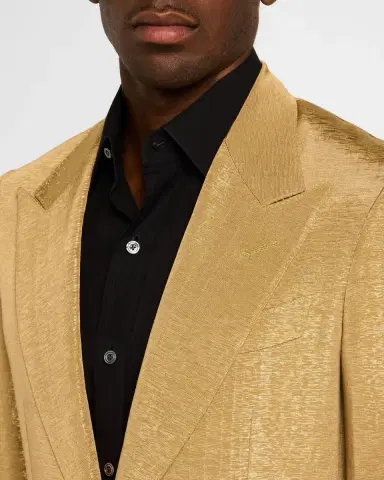 Tom Ford Men's Shelton Metallic Slub Moire Cocktail Jacket | Thumbnail 5 Tom Ford Men's Shelton Metallic Slub Moire Cocktail Jacket | Thumbnail 5