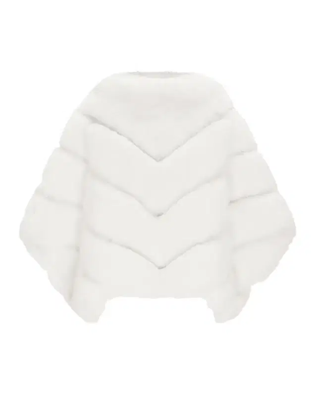 Theia Chevron Fox-Like Faux Fur Poncho