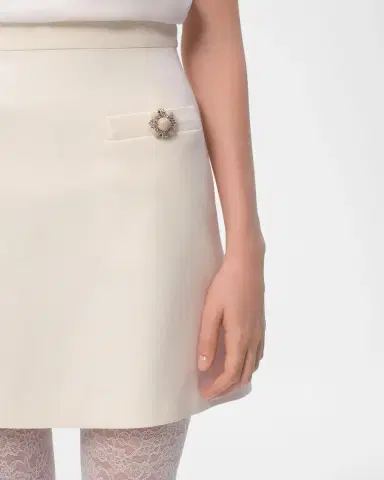Valentino Garavani Brooch Wool Mini Skirt | Thumbnail 4