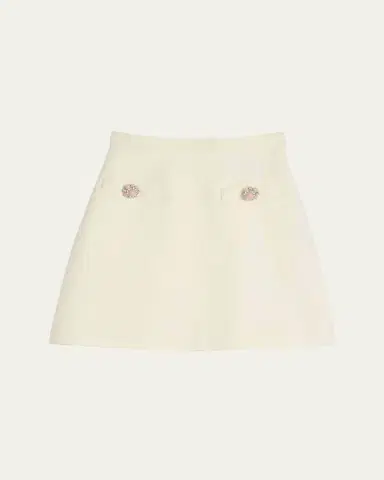 Valentino Garavani Brooch Wool Mini Skirt | Thumbnail 5