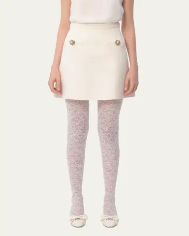 Valentino Garavani Brooch Wool Mini Skirt | Thumbnail 6