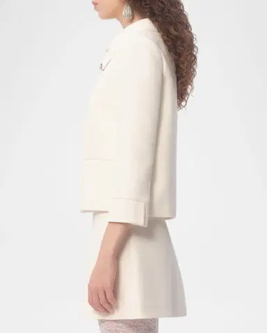 Valentino Garavani Collared Brooch Wool Jacket | Thumbnail 3