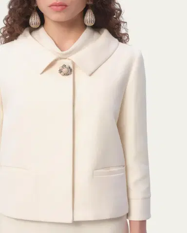 Valentino Garavani Collared Brooch Wool Jacket | Thumbnail 8