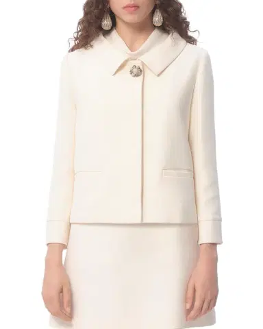 Valentino Garavani Collared Brooch Wool Jacket | Thumbnail 1