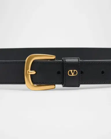 Valentino Garavani Men's Mini VLogo Leather Belt | Thumbnail 2