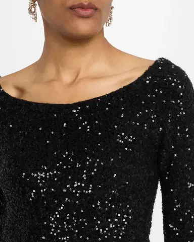 LAPOINTE Sequin Cashmere Long-Sleeve Crop Top | Thumbnail 5