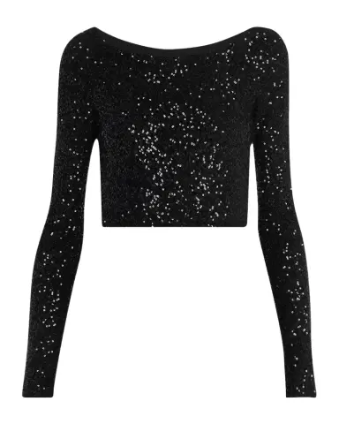 LAPOINTE Sequin Cashmere Long-Sleeve Crop Top | Thumbnail 1