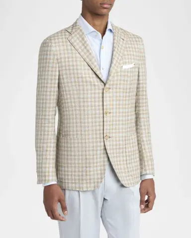 Kiton Men's Cashmere-Blend Check Sport Coat | Thumbnail 3