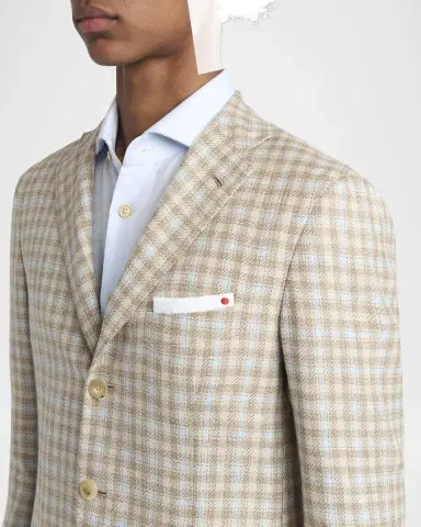 Kiton Men's Cashmere-Blend Check Sport Coat | Thumbnail 5