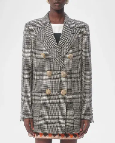 Valentino Garavani Houndstooth Wool Double-Breasted Jacket | Thumbnail 2 Valentino Garavani Houndstooth Wool Double-Breasted Jacket | Thumbnail 2