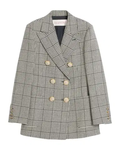 Valentino Garavani Houndstooth Wool Double-Breasted Jacket | Thumbnail 1 Valentino Garavani Houndstooth Wool Double-Breasted Jacket | Thumbnail 1