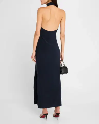 Norma Kamali Halter Turtle Side Slit Gown | Thumbnail 2