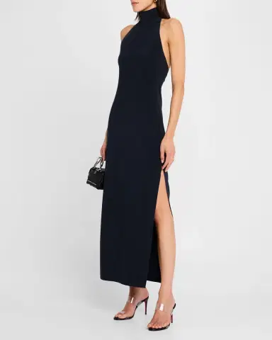 Norma Kamali Halter Turtle Side Slit Gown | Thumbnail 3