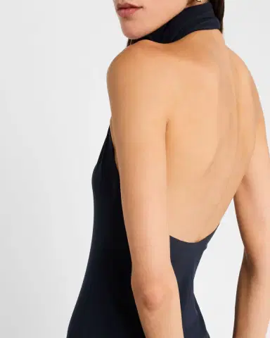 Norma Kamali Halter Turtle Side Slit Gown | Thumbnail 4