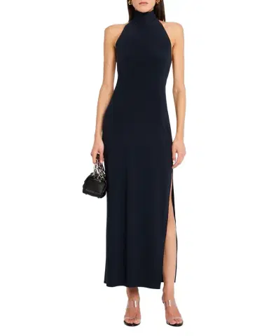Norma Kamali Halter Turtle Side Slit Gown | Thumbnail 1