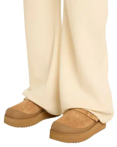 Tory Burch Mellow Suede Shearling Buckle Platform Loafer Mules | Thumbnail 1 Tory Burch Mellow Suede Shearling Buckle Platform Loafer Mules | Thumbnail 1