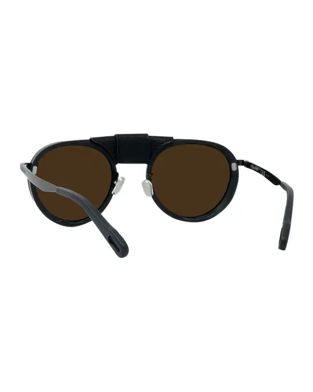 Vuarnet Men's Glacier 02 Titanium Round Sunglasses with Side Shields and Cord