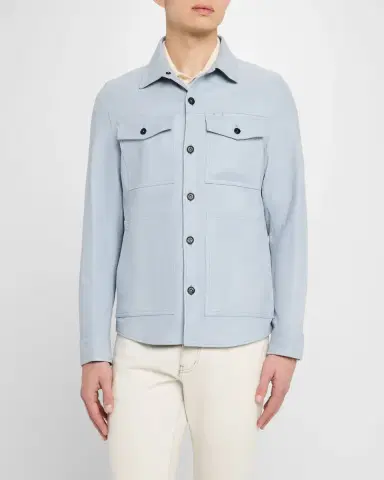 Isaia Men's 4-Pocket Suede Overshirt | Thumbnail 3 Isaia Men's 4-Pocket Suede Overshirt | Thumbnail 3