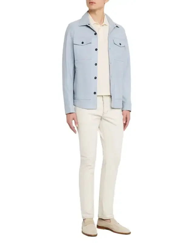 Men 's 4-Pocket Suede Overshirt